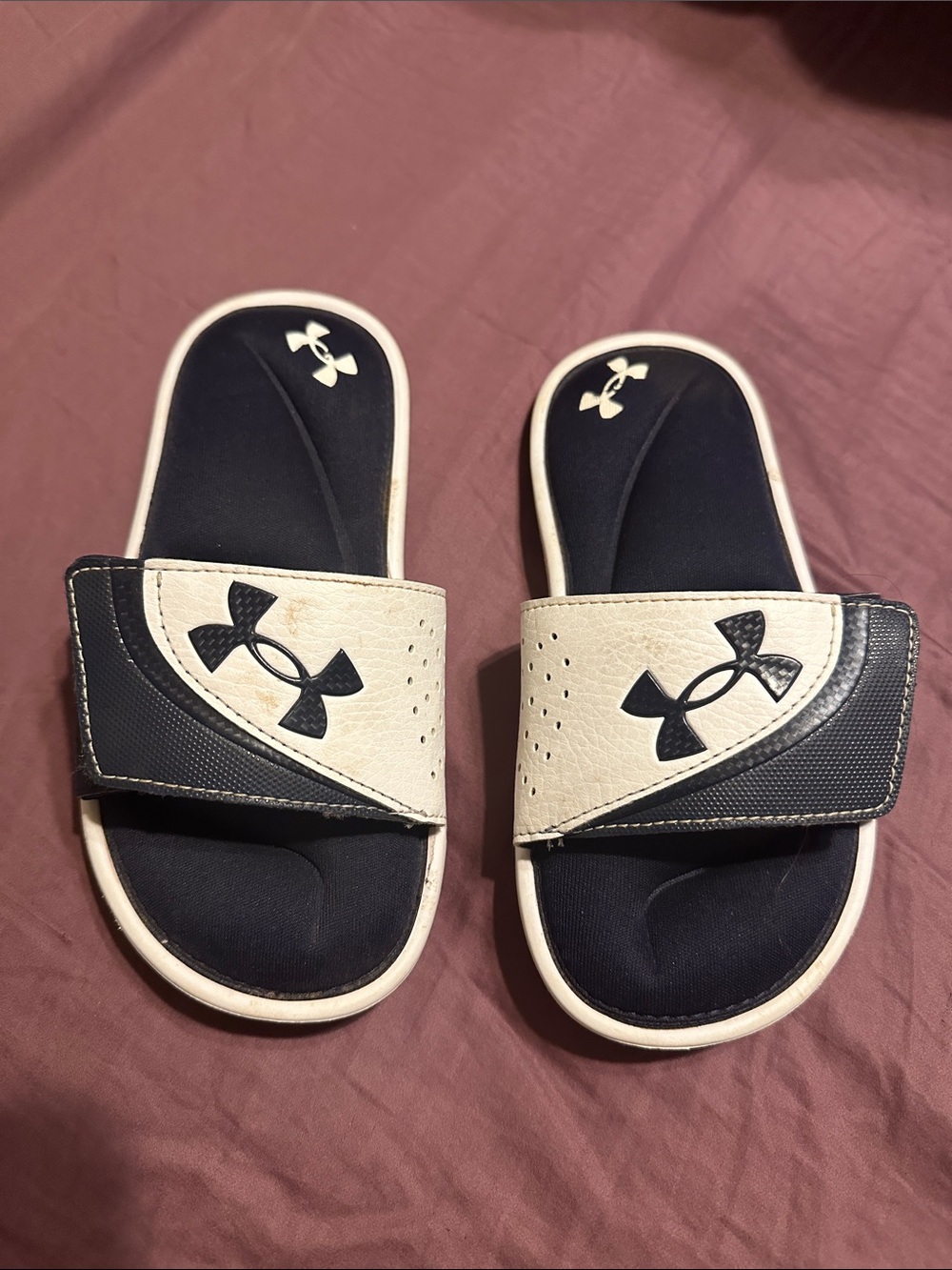 Under Armour Navy and White Adjustable Boys' Slide Sandals